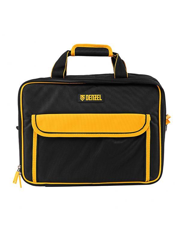 Сумка для инструмента, 400х170х300 мм, 3 отделения, 28 карманов, наплечный ремень// Denzel