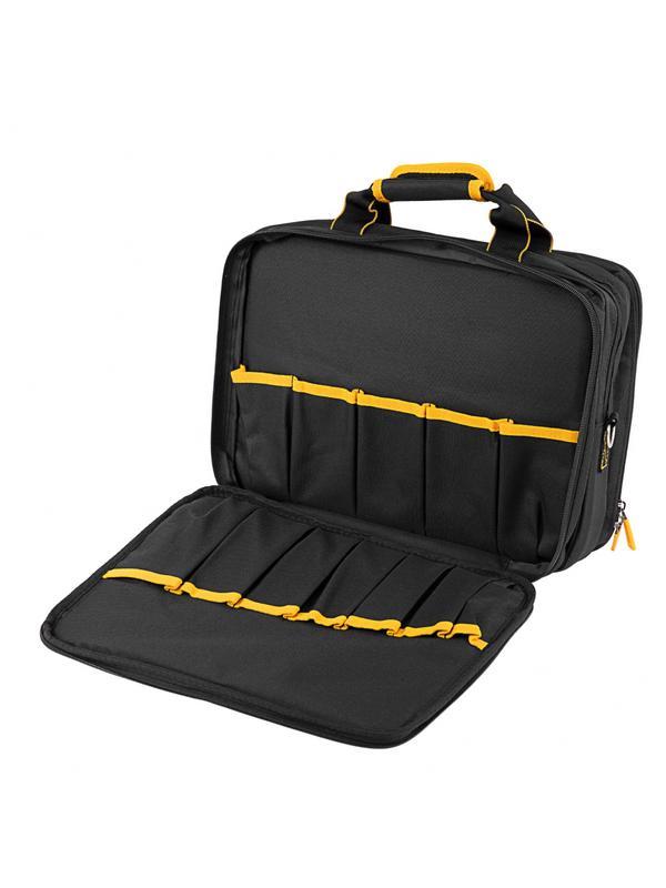 Сумка для инструмента, 400х170х300 мм, 3 отделения, 28 карманов, наплечный ремень// Denzel