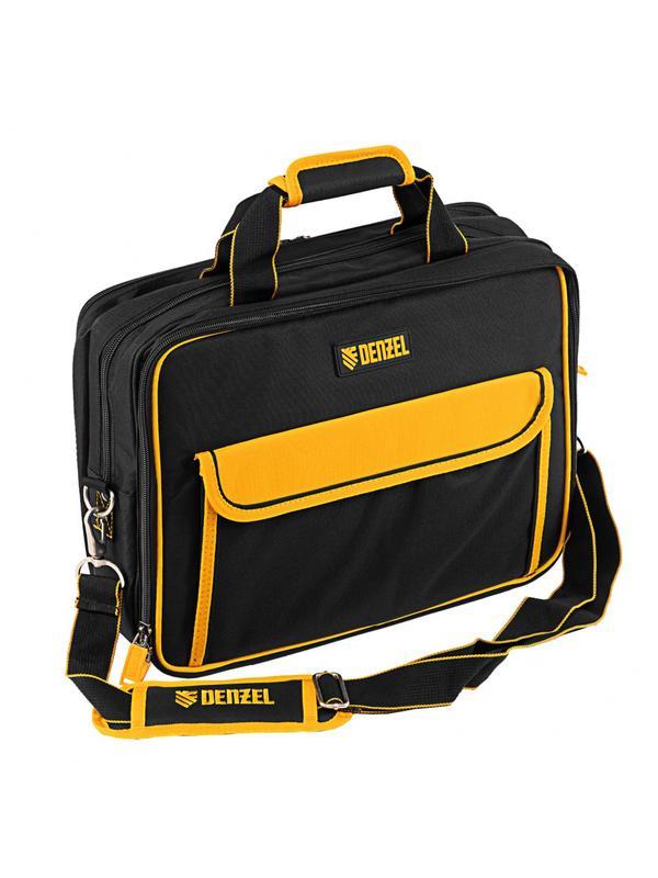 Сумка для инструмента, 400х170х300 мм, 3 отделения, 28 карманов, наплечный ремень// Denzel