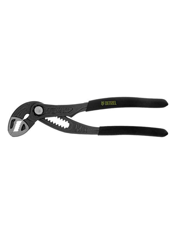 Клещи переставные, кнопочный механизм, обливные рукоятки, 180 мм Denzel