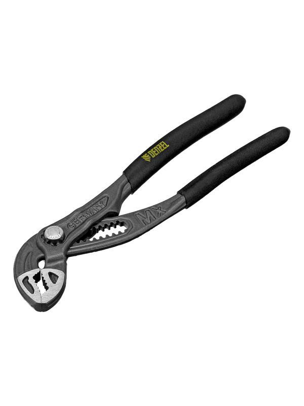 Клещи переставные, кнопочный механизм, обливные рукоятки, 180 мм Denzel