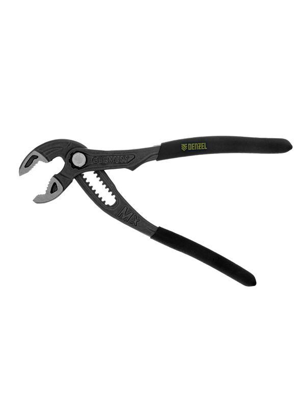Клещи переставные, кнопочный механизм, обливные рукоятки, 180 мм Denzel