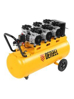 Компрессор безмасляный, малошумный  DLS 2250/100, 2250 Вт, 3x750, 100 л, 410 л/мин блок управления/ Denzel