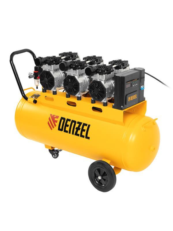 Компрессор безмасляный, малошумный  DLS 2250/100, 2250 Вт, 3x750, 100 л, 410 л/мин блок управления/ Denzel