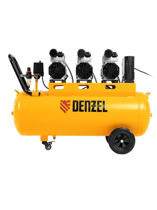 Компрессор безмасляный, малошумный  DLS 2250/100, 2250 Вт, 3x750, 100 л, 410 л/мин блок управления/ Denzel