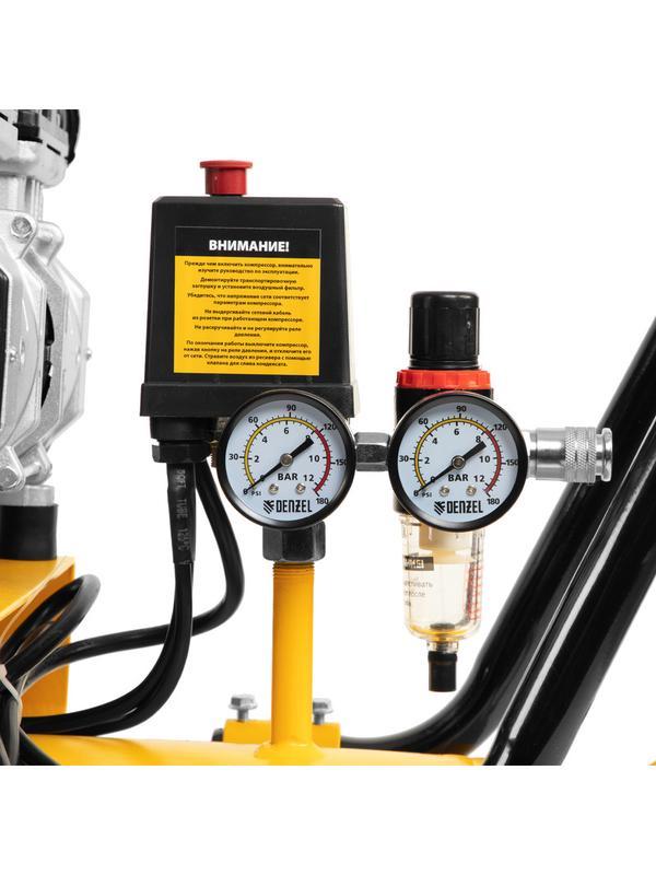 Компрессор безмасляный, малошумный  DLS 2250/100, 2250 Вт, 3x750, 100 л, 410 л/мин блок управления/ Denzel