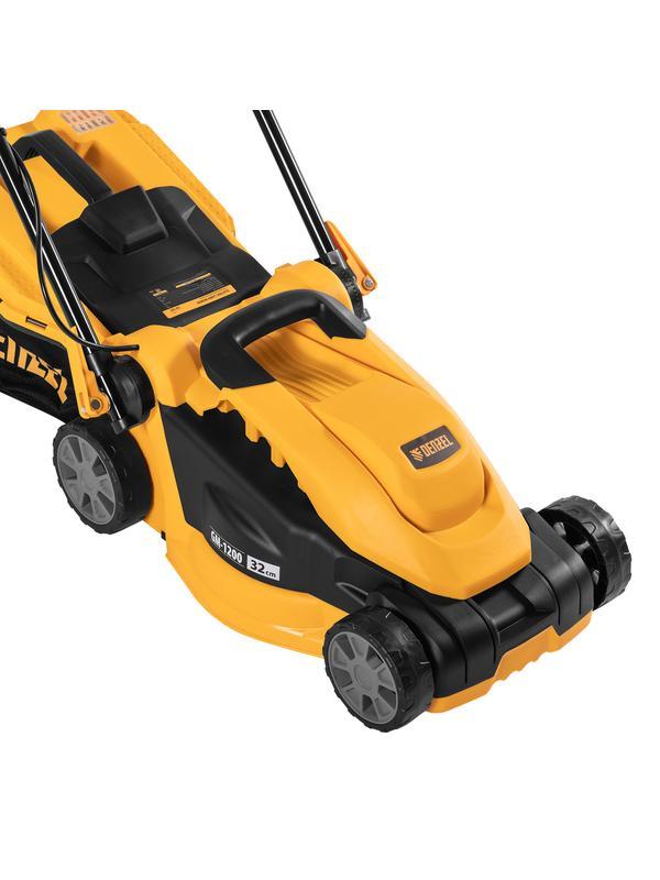 Газонокосилка электрическая GM-1200, 1200 Вт, ширина 32 см, 3 уровня, травосборник 25 л. Denzel