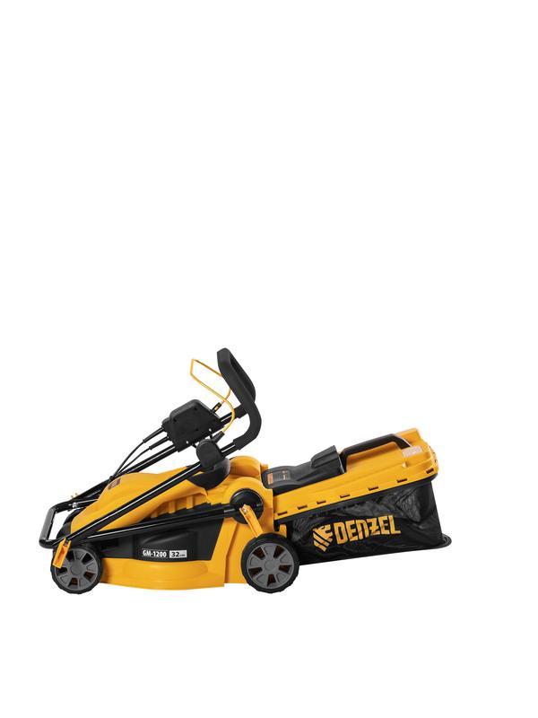 Газонокосилка электрическая GM-1200, 1200 Вт, ширина 32 см, 3 уровня, травосборник 25 л. Denzel