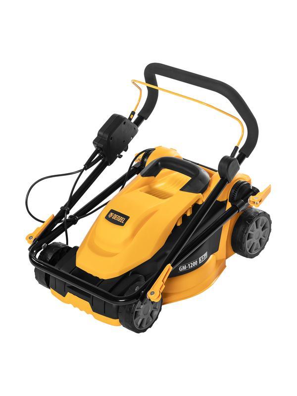Газонокосилка электрическая GM-1200, 1200 Вт, ширина 32 см, 3 уровня, травосборник 25 л. Denzel