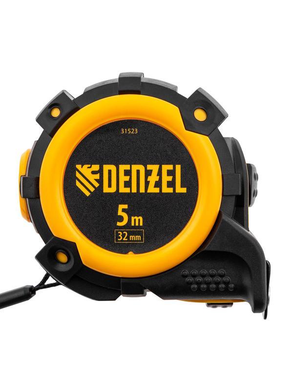 Рулетка 5м х 32мм, автоматич. фиксац., нейлон. покрытие, магнит. зацеп, двухстор. разметка// Denzel