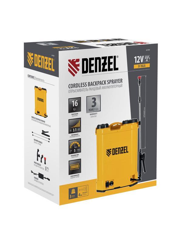 Опрыскиватель ранцевый аккумуляторный D-16LA, 16 л, 12 В, 8 Ач// Denzel
