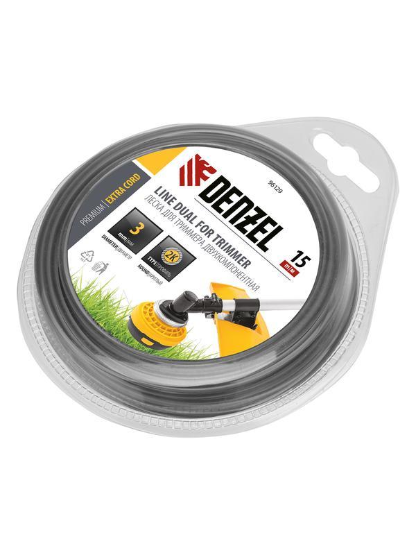 Леска для триммера, двухкомпонентная круглая 3.0 мм, 15 м Extra cord Denzel