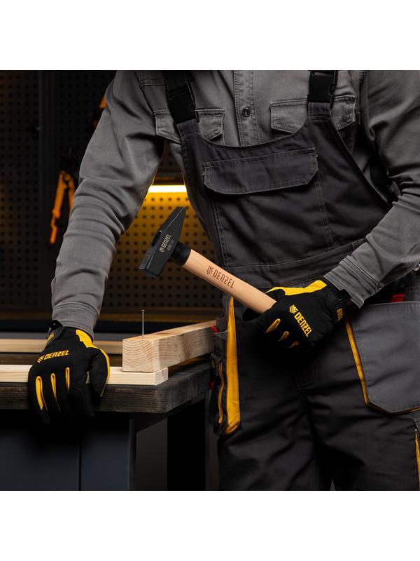 Молоток слесарный, 600 г, кованый квадратный боек, буковая рукоятка Denzel