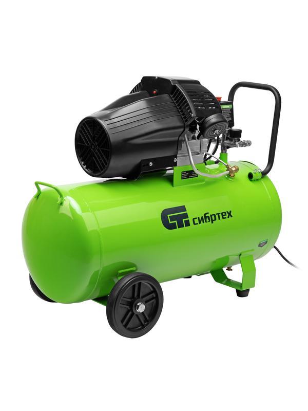 Компрессор воздушный КК-2200/100, 2,2 кВт, 350 л/мин, 100 л, прямой привод, масляный// Сибртех