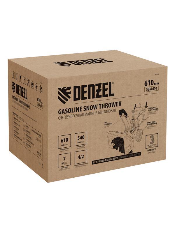 Бензиновая снегоуборочная машина SBM 610, 212 cc, ручной старт, фара Denzel