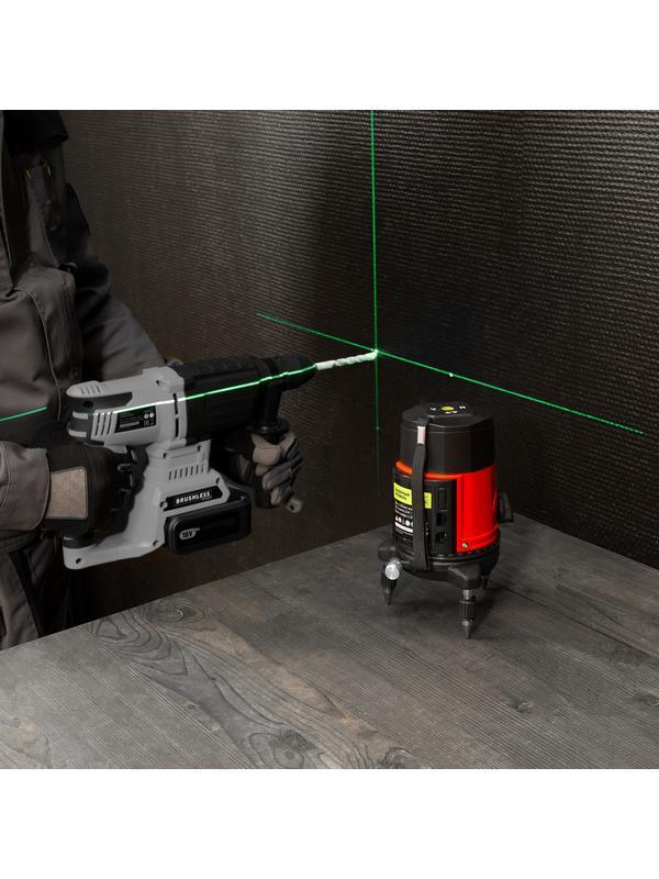 Лазерный уровень CRX-30G, 30 м, зеленый луч, батарейки, резьба 5/8