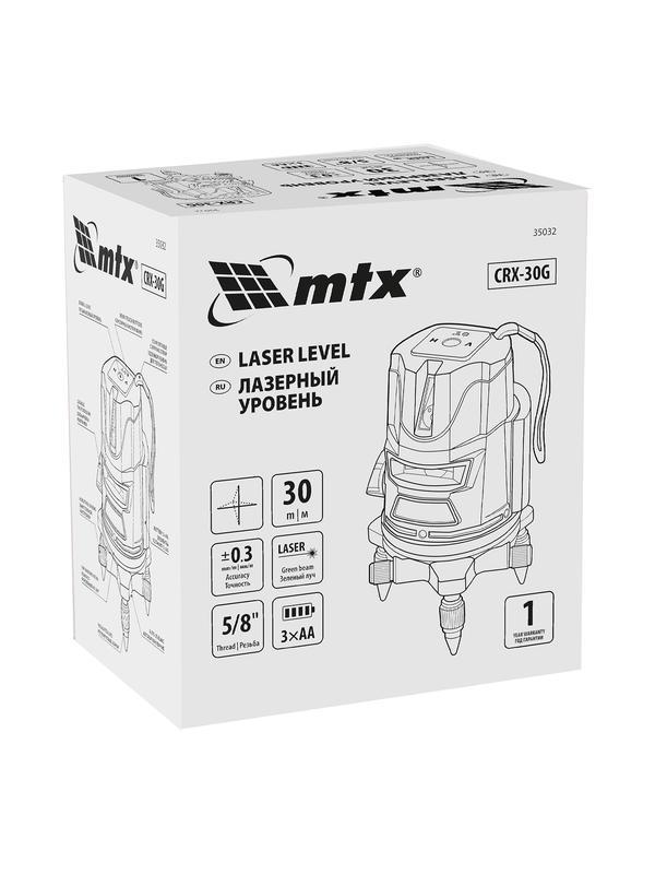 Лазерный уровень CRX-30G, 30 м, зеленый луч, батарейки, резьба 5/8