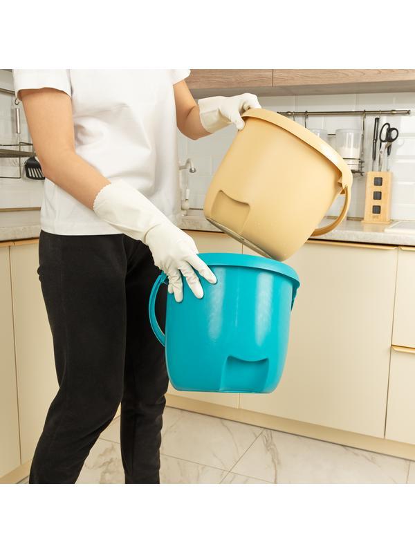 Ведро пластмассовое круглое 12 л, бирюзовое, Home Palisad