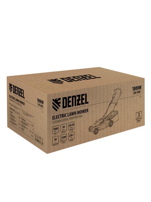 Газонокосилка электрическая GM-1800, 1800 Вт, шир. 38 см, 6 уров., травосб. 40 л.// Denzel