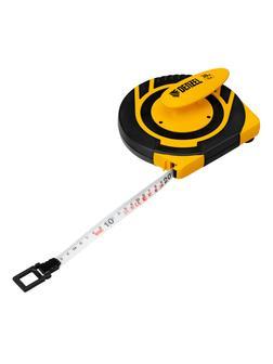 Рулетка геодезическая 30 м х 15 мм, закрытый корпус, фиберглассовая лента Denzel