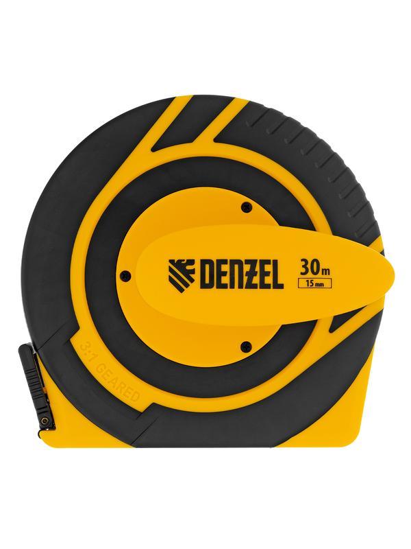 Рулетка геодезическая 30 м х 15 мм, закрытый корпус, фиберглассовая лента Denzel