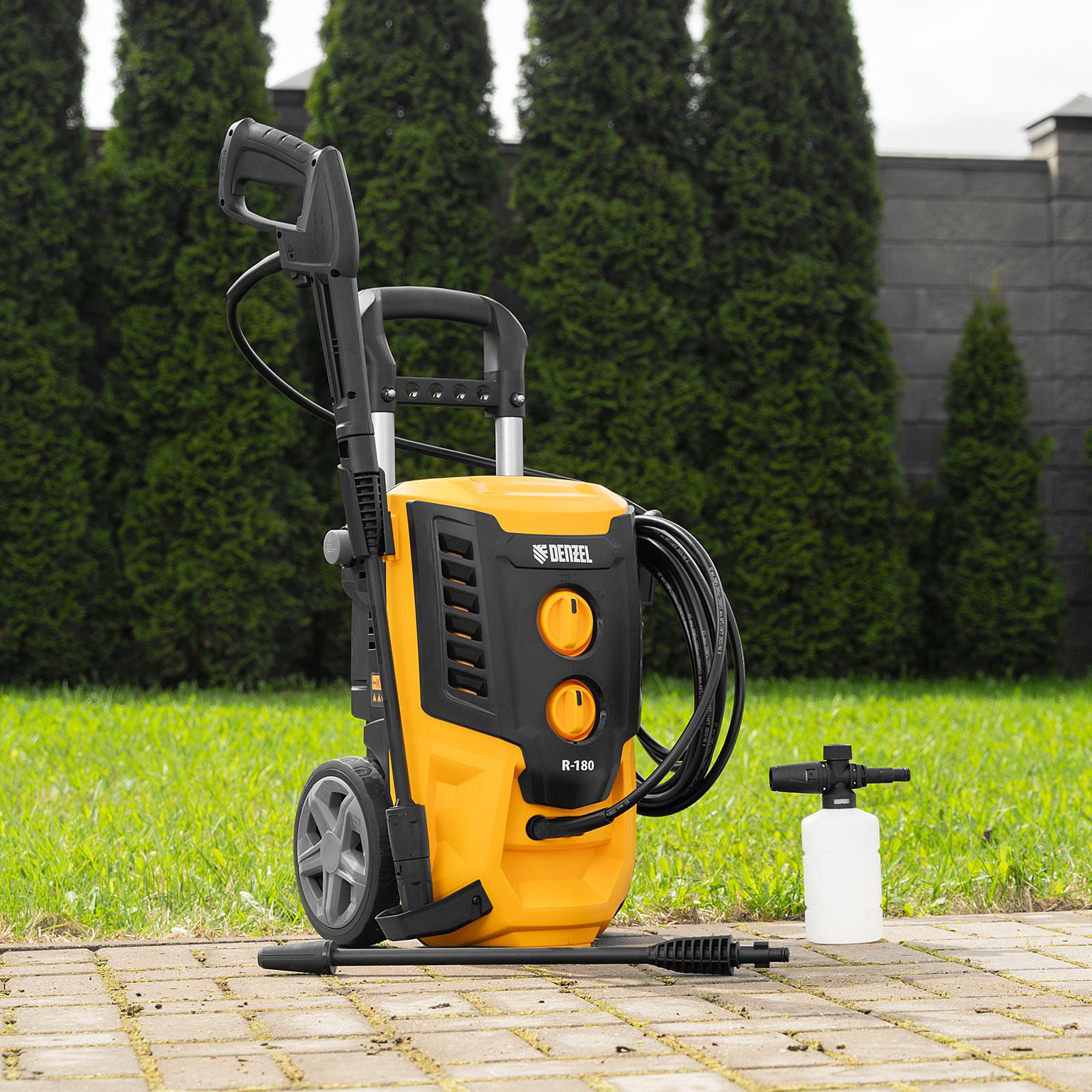 Моечная машина высокого давления R-180, 2200 Вт, 180 бар, 380 л/ч, колесная// Denzel