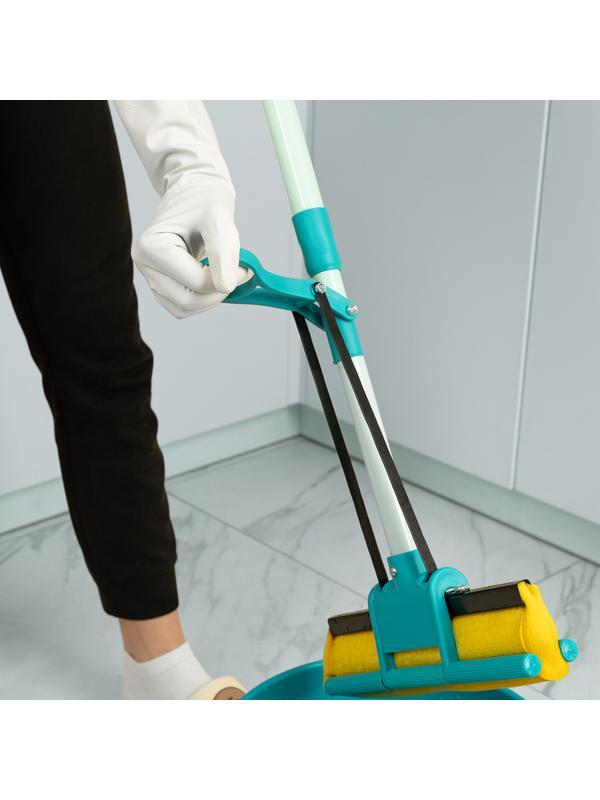 Швабра отжимная, 110 см, губка PVA 26х5,5х6 см, телескопическая рукоятка, бирюзовая, Home// Palisad