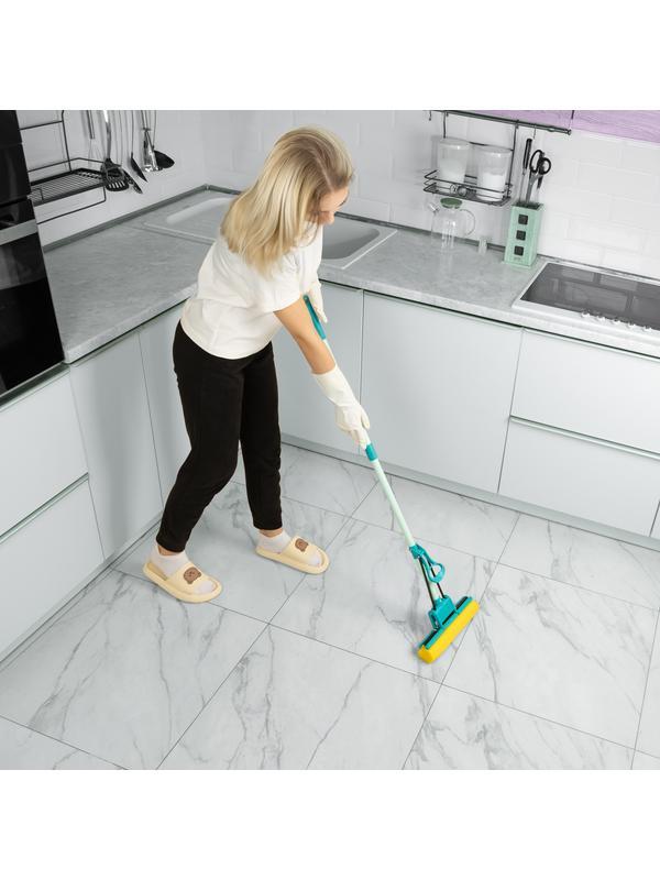 Швабра отжимная, 110 см, губка PVA 26х5,5х6 см, телескопическая рукоятка, бирюзовая, Home// Palisad