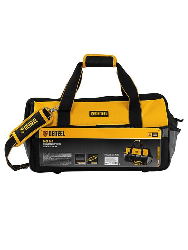 Сумка для инструмента, 500х245х300 мм, 20 карман.,съемный органайз. 10 карман.,наплеч. рем.// Denzel