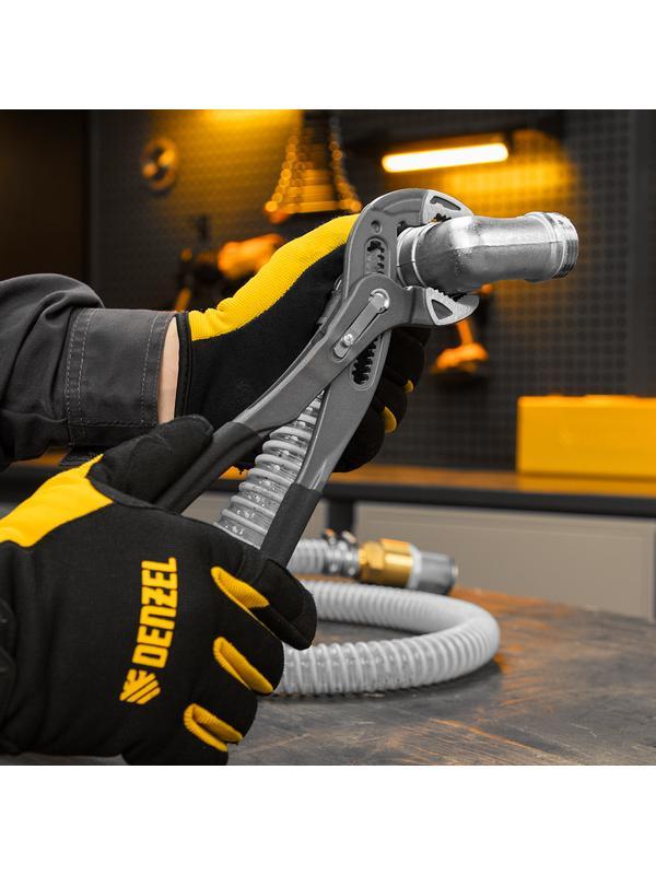 Клещи переставные, кнопочный механизм, обливные рукоятки, 300 мм Denzel