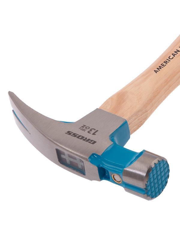 Молоток-гвоздодер, 380 г, угол 75, магнит, обрезиненная рукоятка AMERICAN HICKORY // GROSS