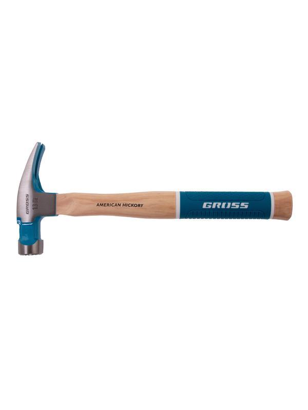 Молоток-гвоздодер, 380 г, угол 75, магнит, обрезиненная рукоятка AMERICAN HICKORY // GROSS