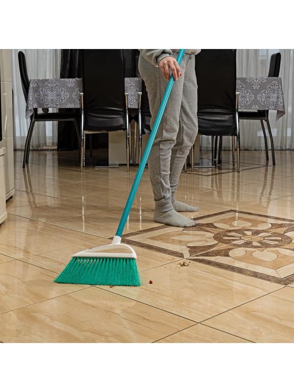 Щетка пластмасс. для подметания пола, премиум, 23 см, c черенком, 120 см, бирюзовая щетина, Home Palisad