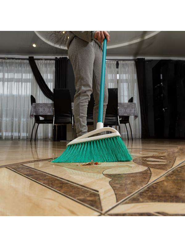 Щетка пластмасс. для подметания пола, премиум, 23 см, c черенком, 120 см, бирюзовая щетина, Home Palisad