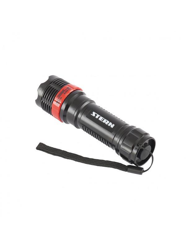 Фонарь бытовой, пластик, 1 W Led, ремешок, зум, 3 режима 100%-50%-строб, 3 х ААА Stern