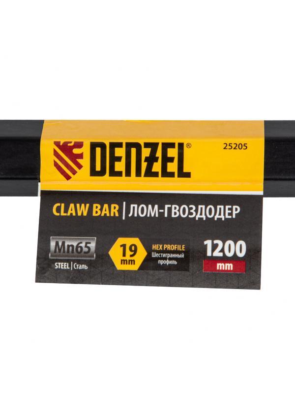 Лом-гвоздодер, 1200 мм, шестигранный 19 мм, окрашенный, сталь 65// Denzel