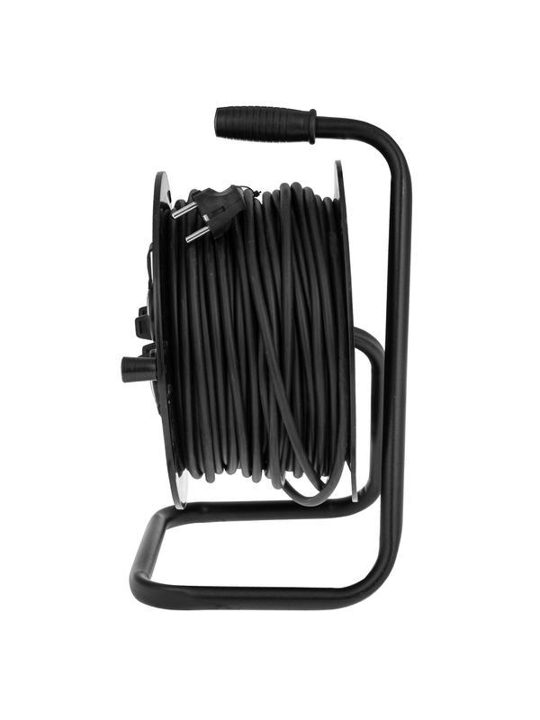 Удлинитель силовой на кабельной катушке, ПВС, 50 м, 4 розетки с крышкой, IP44, 16А, УХз16, Россия Сибртех