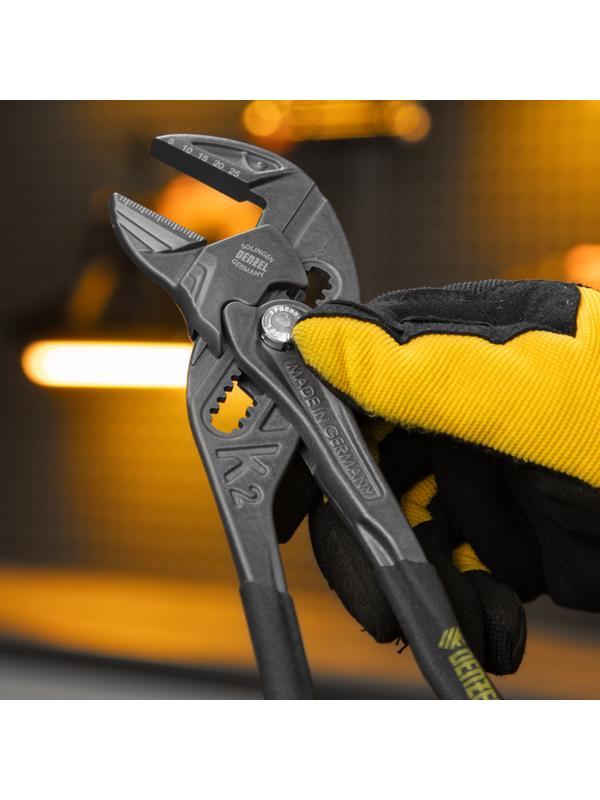 Клещи переставные, кнопочный механизм, обливные рукоятки, сантехнические, 250 мм Denzel