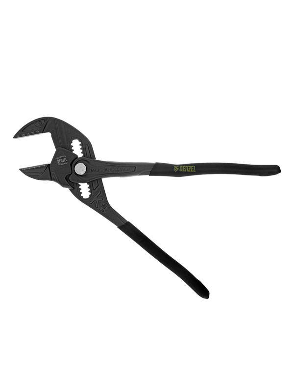 Клещи переставные, кнопочный механизм, обливные рукоятки, сантехнические, 250 мм Denzel