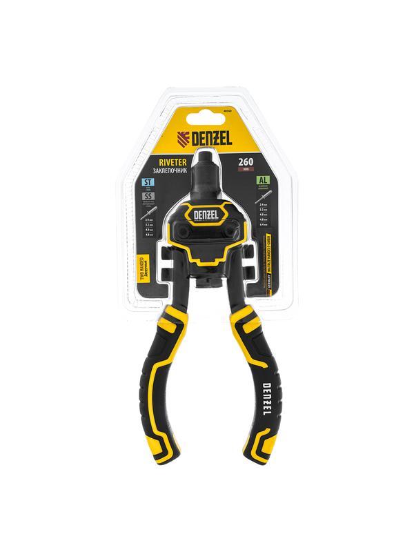 Заклепочник двуручный, заклепки 2,4-3,2-4,0-4,8-6,4 мм Denzel