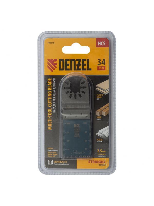 Насадка для МФИ режущая пазовая прямая, HCS, по дереву, ламинату 34 х 2.5 мм, крупный зуб Denzel