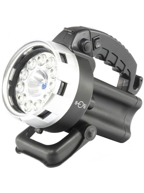 Фонарик поисковый, аккумуляторный, галоген 25 W + 11 светодиодов Stern