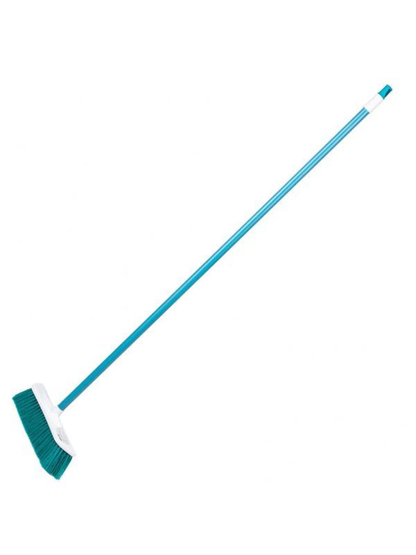 Щетка пластмассовая для подметания пола, 27 см, c черенком, 120 см, бирюзовая щетина, Home Palisad