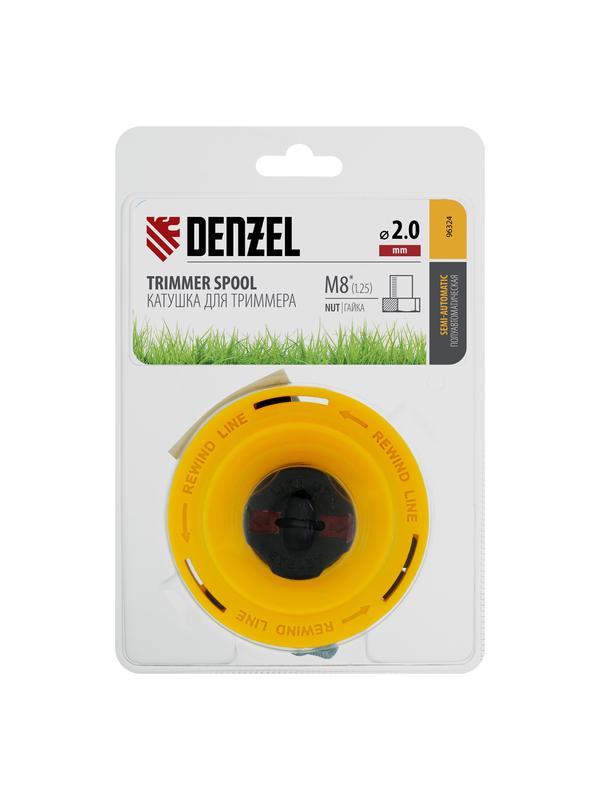 Катушка триммерная полуавтоматическая, легкая заправка лески, гайка M8x1.25, винт M8-M8 Denzel