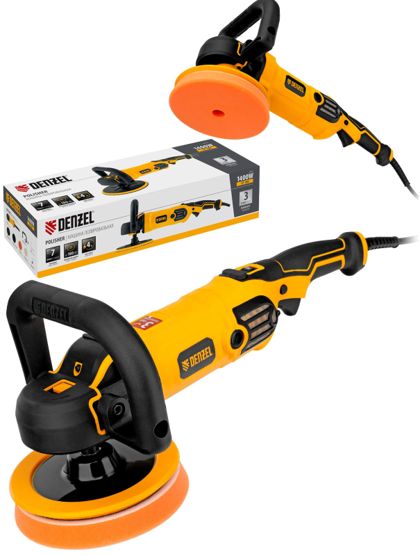 Машина полировальная Denzel 27701 CP-180, 180 мм, 0-3000 об/мин / 1400 Вт.