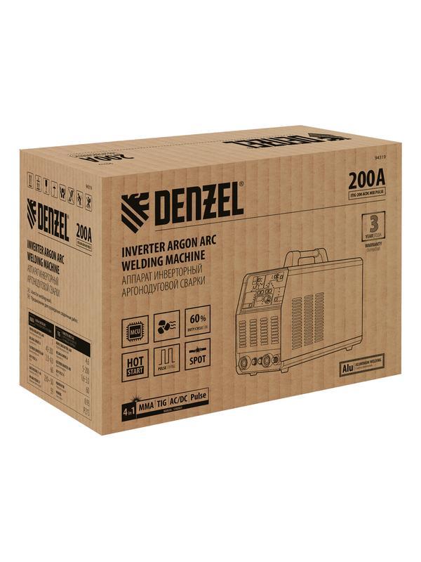 Аппарат инвертор. аргонодуговой сварки ITIG-200 ACDC Mix Pulse, 200 А, ПВ 60%// Denzel