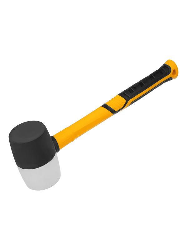 Киянка резиновая, 450 г, черно-белая, фибергласовая рукоятка c TPR покрытием Denzel