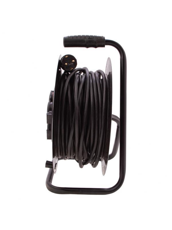 Удлинитель силовой 30 м, 16А, тип УХз16,  КГ 3 x 2.5 мм, на стальной катушке, 4 розетки Сибртех