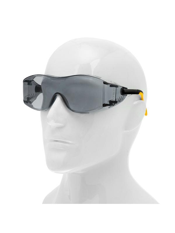 Очки защитные открытые, поликарбонатные, увеличенная дымчатая линза, регулируемые дужки Denzel