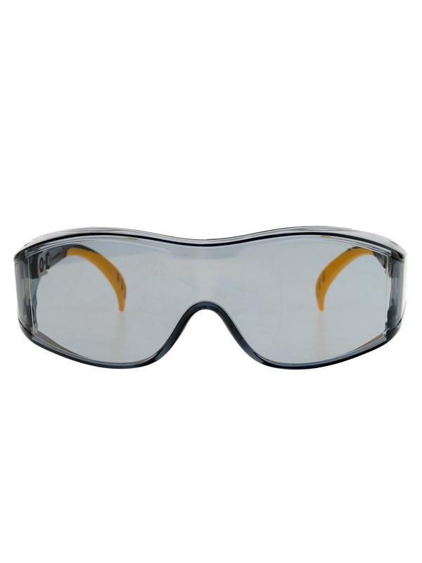 Очки защитные открытые, поликарбонатные, увеличенная дымчатая линза, регулируемые дужки Denzel